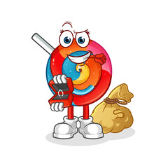 lollipop propose and holding ring character. cartoon mascot vector