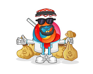 lollipop rich arabian mascot. cartoon vector