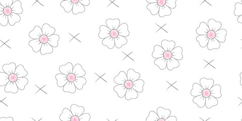 Flowers background concept. Flowers pattern. Hand drawn flowers. Minimalistic flowers pattern. Vector illustration