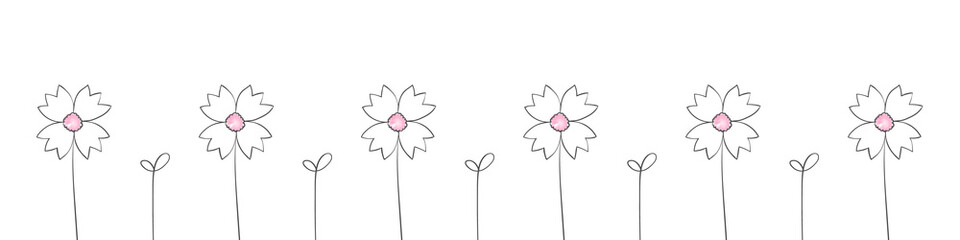 Flowers. Floral botanic elements. Hand drawn flowers. Minimalistic flowers pattern. Vector illustration