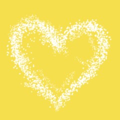White heart on a yellow background, illustration