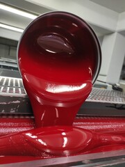 red printing ink prepress preparation. selective focus