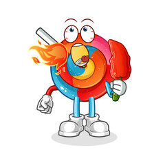 lollipop eat hot chilie mascot. cartoon vector