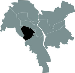Black location map of Kievan Solomianskyi District inside gray map of Kiev/Kyiv, Ukraine