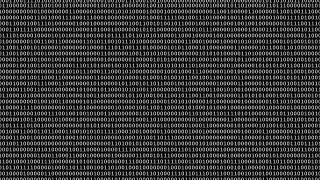 White animated binary code on black background 