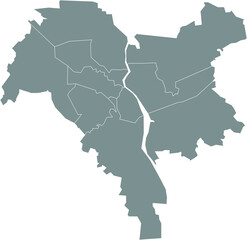 Simple vector administrative gray map of Kiev/Kyiv, Ukraine
