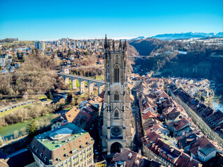 Stadt Fribourg, Poya und Zaehringen brücke, Schweiz , Winter	