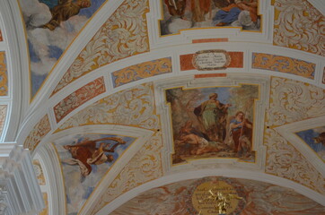 Kościół św. Józefa w Krzeszowie, freski na suficie - obrazy, fototapety, plakaty