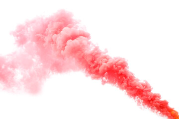 Trail of red smoke on white background - Powered by Adobe