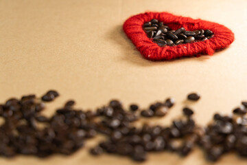 Walentynki tło z sercem i kawą