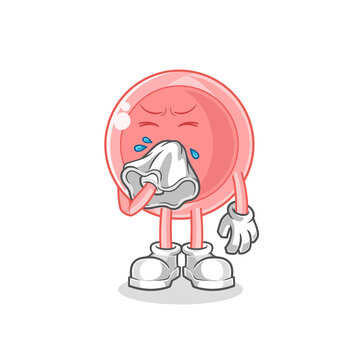 ovum blowing nose character. cartoon mascot vector