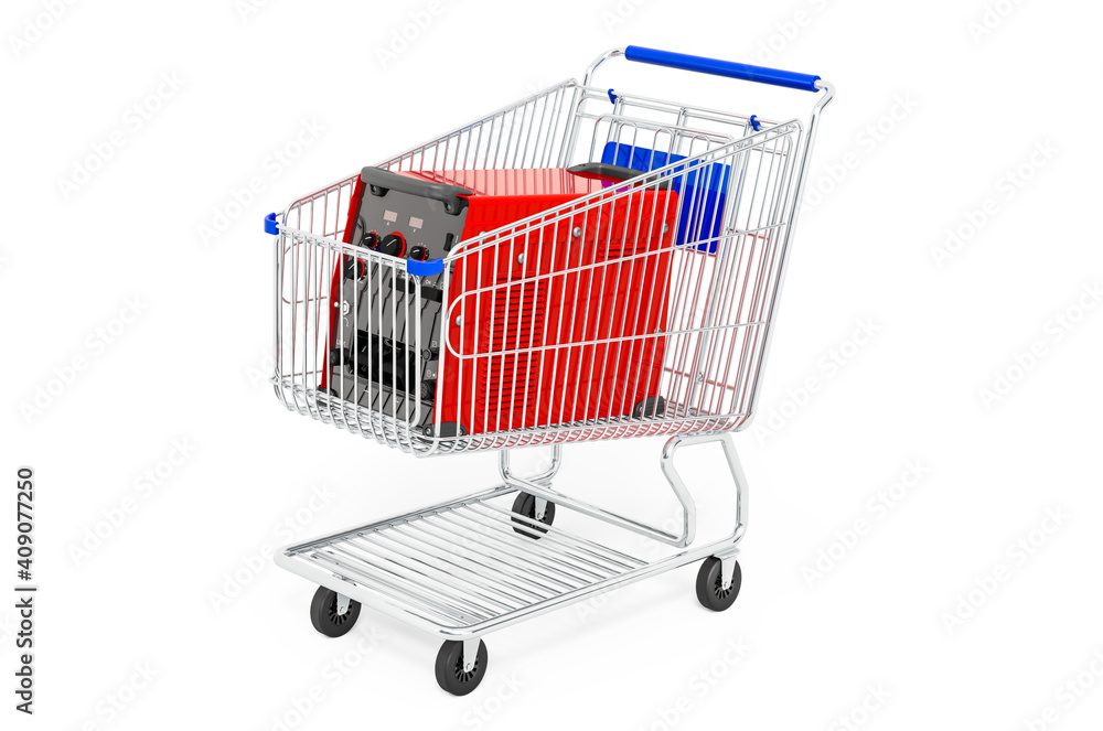 Poster shopping cart with multi-process welder, 3d rendering