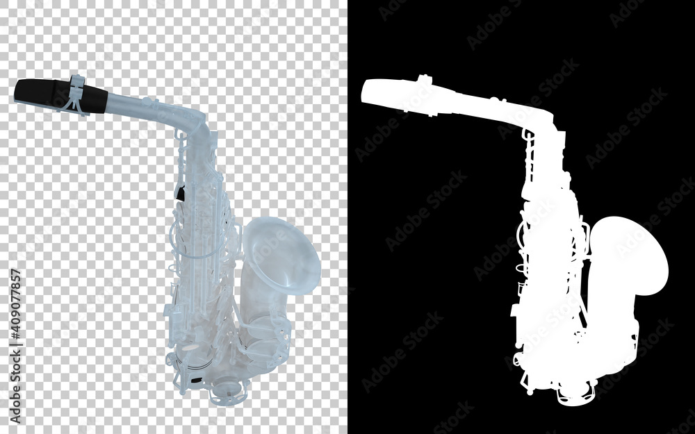 Poster saxophone close-up scene isolated on background with mask. ideal for large publications or printing.