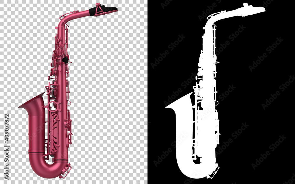 Poster saxophone close-up scene isolated on background with mask. ideal for large publications or printing.