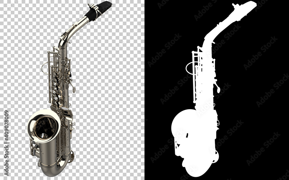 Poster saxophone close-up scene isolated on background with mask. ideal for large publications or printing.