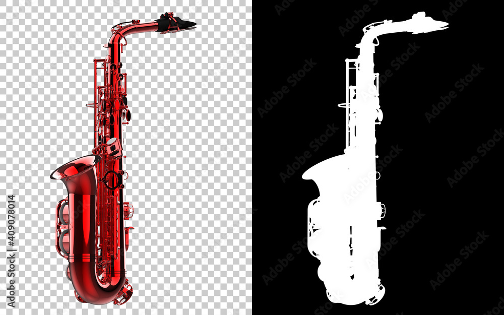 Poster saxophone close-up scene isolated on background with mask. ideal for large publications or printing.