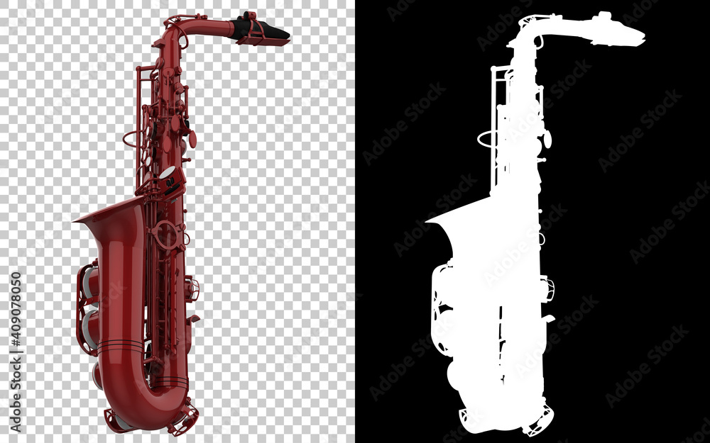Poster saxophone close-up scene isolated on background with mask. ideal for large publications or printing.
