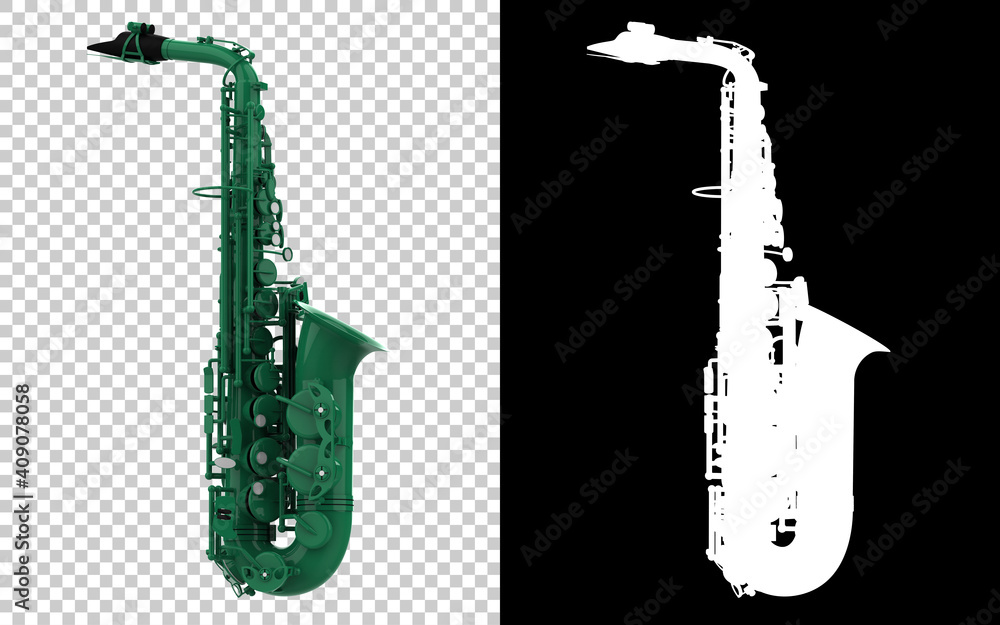 Poster saxophone close-up scene isolated on background with mask. ideal for large publications or printing.