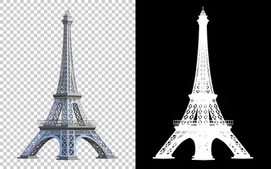 Foto op Canvas Eiffel tower isolated on background with mask. 3d rendering - illustration © Elena
