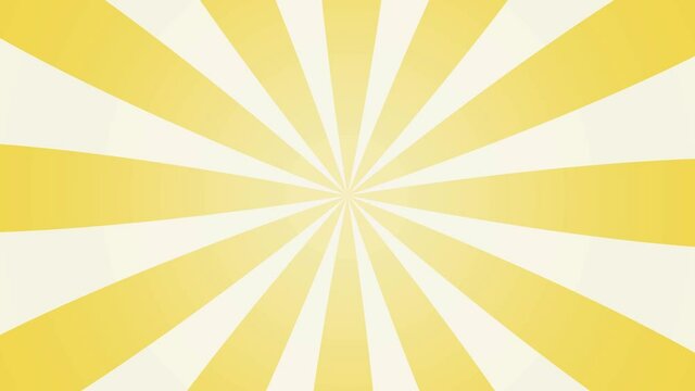 Background in the form of yellow rays rotating in a circle emanating from the center. Sunburst circle animation. Pop Art Style