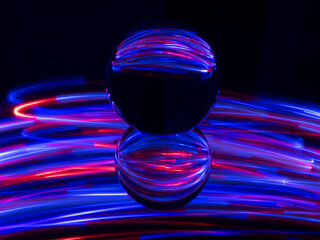 Lightpainting with color traces in mirror