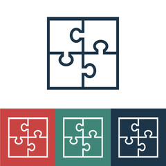 Linear vector icon with assembled puzzle