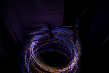 Lightpainting with color traces in mirror
