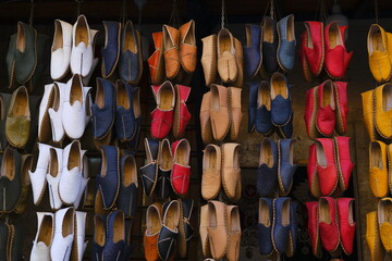 Colorful traditional shoes  in bazaar from Gaziantep,Turkey