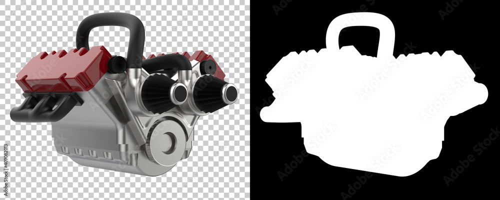 Poster v6 engine isolated on background with mask. 3d rendering - illustration
