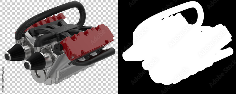 Poster v6 engine isolated on background with mask. 3d rendering - illustration