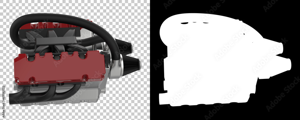 Poster v6 engine isolated on background with mask. 3d rendering - illustration
