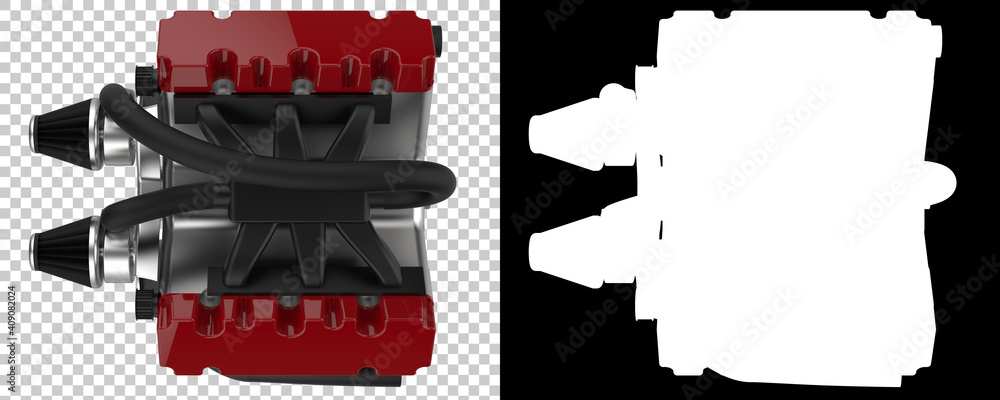Poster v6 engine isolated on background with mask. 3d rendering - illustration