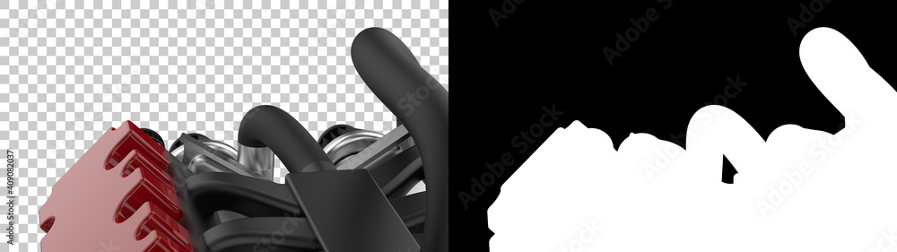 Poster v6 engine isolated on background with mask. 3d rendering - illustration