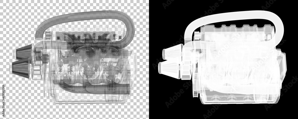 Poster v6 engine isolated on background with mask. 3d rendering - illustration