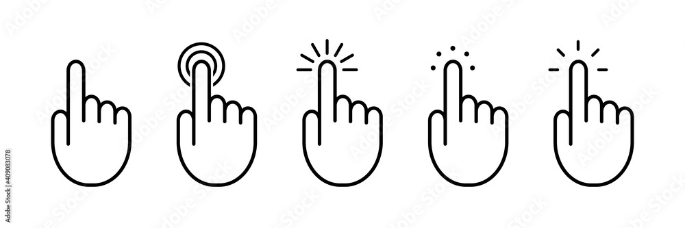 Poster set of pointer cursor сomputer mouse icons. vector hand cursor. hand touch icon, click.