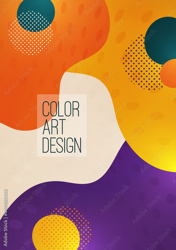 Poster abstract modern graphic element. dynamic colored shapes and waves. banner with flowing liquid shapes