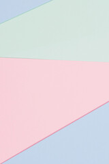 Abstract colored paper texture background. Minimal geometric shapes and lines in blue, light green, pastel pink colours