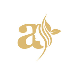 Obraz premium a small letter Vector abstract logo, branding design templates in trendy linear minimal style, emblem for beauty studio and cosmetics, spa, beautiful woman's face, badge for makeup artist, fashion