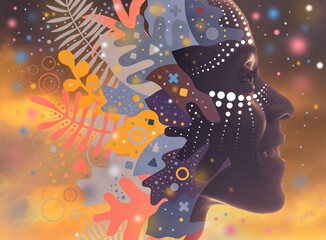 A surreal woman's profile portrait © DAZOKA.com
