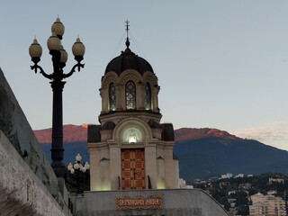 Crimean peninsula, southern coast. On the evening embankment of the city of Yalta.