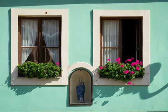 Detail Of Windows, Loket, Sokolov District, Karlovy Vary Region, Bohemia, Czech Republic