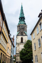 Bell tower of the Kreuzkirche in Hanover, Germany