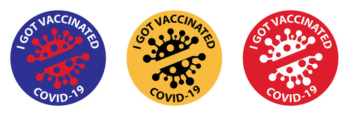I got vaccinated covid-19. Vaccinated Stamps - obrazy, fototapety, plakaty