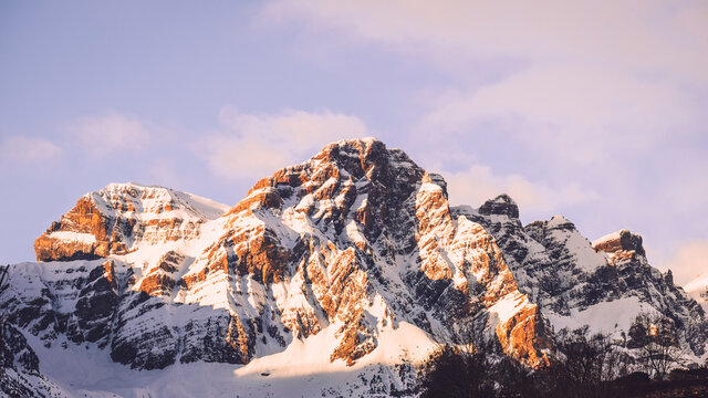 Scenic view of snowcapped mountains against cloudy sky in the Pyrenees