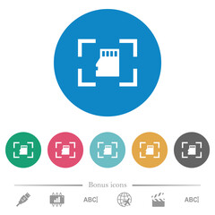 Fototapeta premium Camera memory card flat round icons