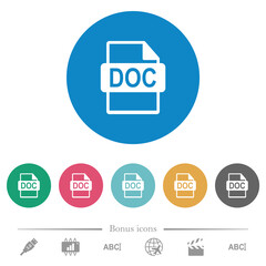 DOC file format flat round icons