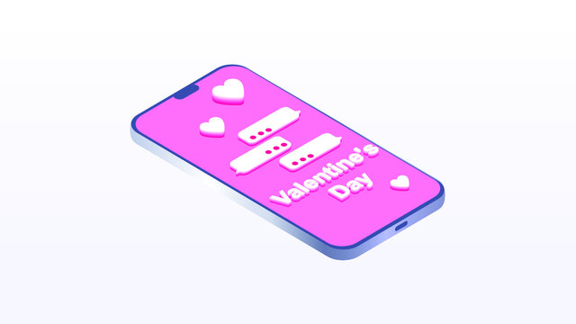 Valentine's Day. Phone messages, love messages. Banner. Vector illustration