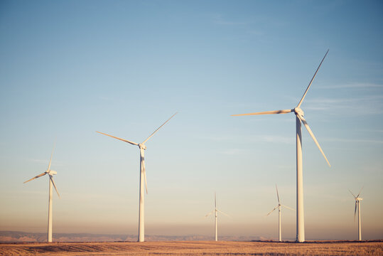 Windmills for electric power production in Spain.