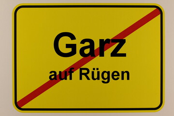 Illustration eines Stadtausgangsschildes der Stadt Garz auf Rügen