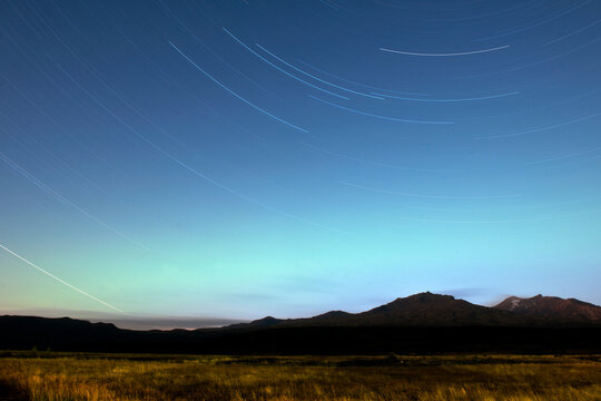 star trails over the highlands in Iceland